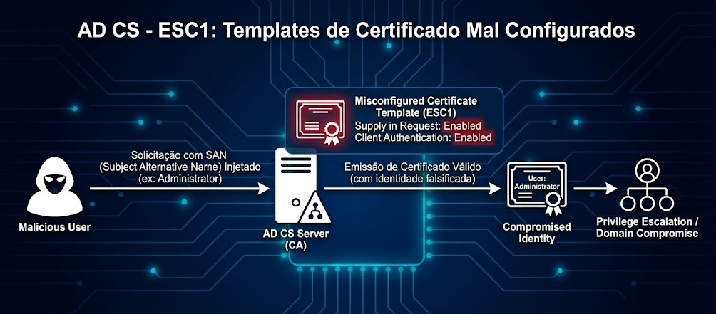 AD CS - ESC1: Templates de Certificado Mal Configurados